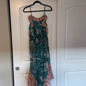 Farm Rio for Anthropologie Tropical Print Ruffle Maxi Dress